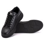Sapatênis Casual Em Couro Legitimo Masculino Preto 60230 