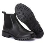 Coturno Elásticos Cano Baixo Feminino Couro Legitimo Preto - REF: 1002