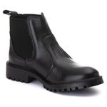 Coturno Elásticos Cano Baixo Feminino Couro Legitimo Preto - REF: 1002