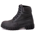 Bota Coturno Tratorado Feminino Couro Sintético Preto - REF: 17