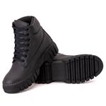 Bota Coturno Tratorado Feminino Couro Sintético Preto - REF: 17