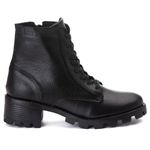 Coturno Zíper Feminino Couro Legitimo Preto - REF: 3001