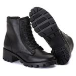 Coturno Zíper Feminino Couro Legitimo Preto - REF: 3001