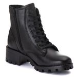 Coturno Zíper Feminino Couro Legitimo Preto - REF: 3001