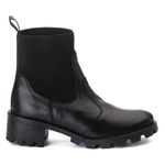 Coturno Elásticos Cano Médio Feminino Couro Legitimo Preto - REF: 3003
