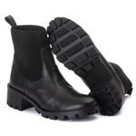 Coturno Elásticos Cano Médio Feminino Couro Legitimo Preto - REF: 3003