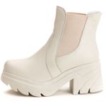Bota Coturno Chelsea Feminina Couro Legitimo Off-White - REF: 6729