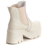 Bota Coturno Chelsea Feminina Couro Legitimo Off-White - REF: 6729