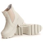 Bota Coturno Chelsea Feminina Couro Legitimo Off-White - REF: 6729