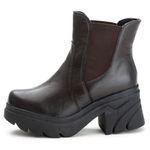 Bota Coturno Chelsea Feminina Couro Legitimo Café - REF: 6729