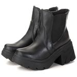 Bota Coturno Chelsea Feminina Couro Legitimo Preto - REF: 6730
