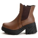 Bota Coturno Chelsea Feminina Couro Legitimo Mouro - REF: 6730