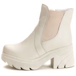Bota Coturno Chelsea Feminina Couro Legitimo Off-White - REF: 6730