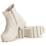 Bota Coturno Chelsea Feminina Couro Legitimo Off-White - REF: 6730