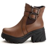 Bota Coturno Chelsea Feminina Couro Legitimo Mouro - REF: 6731