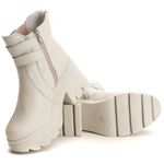 Bota Coturno Chelsea Feminina Couro Legitimo Off-White - REF: 6731