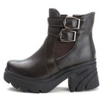 Bota Coturno Chelsea Feminina Couro Legitimo Café - REF: 6731