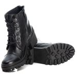 Bota Coturno Feminino Couro Legitimo Preto - REF: 6738