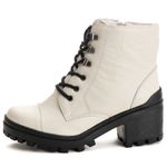 Bota Coturno Feminino Couro Legitimo Off-White - REF: 6738