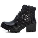 Bota Coturno Feminino Couro Legitimo Preto - REF: 6742