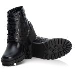 Bota Coturno Feminino Couro Legitimo Preto - REF: 6742