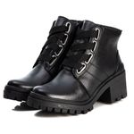 Bota Coturno Feminino Couro Legitimo Preto - REF: 6744