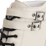 Bota Coturno Feminino Couro Legitimo Off-White - REF: 6732