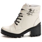Bota Coturno Feminino Couro Legitimo Off-White - REF: 6732