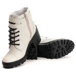 Bota Coturno Feminino Couro Legitimo Off-White - REF: 6732