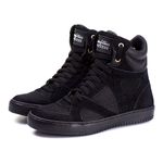 Tênis Sneaker Couro Legitimo Preto - REF: 10300
