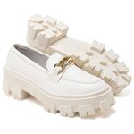 Mocassim Feminino Branco Tratorado