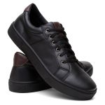 Sapatenis Couro Eco Preto/Preto