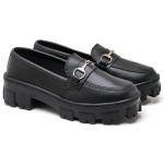 Mocassim Feminino Preto Tratorado