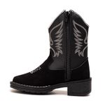 BOTINA TEXANA INFANTIL CANO LONGO PRETO COM PRATA 070