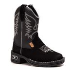 BOTINA TEXANA INFANTIL CANO LONGO PRETO COM PRATA 070