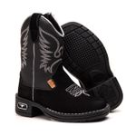 BOTINA TEXANA INFANTIL CANO LONGO PRETO COM PRATA 070