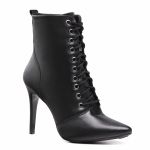 Bota Cano Médio Cadarço Preto Cecilia