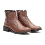 Bota Feminina Couro Cano Curto Chocolate