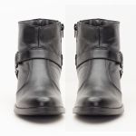Bota Biker Boots Couro Cano Curto Preta