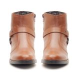 Bota Biker Boots Couro Cano Curto Conhaque