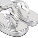 Papete Tamanco Feminino Prata Verniz Roberta