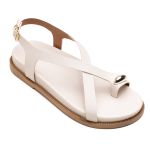 SANDÁLIA PAPETE FEMININA DETALHE EM METAL OFF WHITE G01