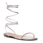 Sandália Brilho Amarração Prata Evelyn R001