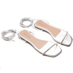 Sandália Brilho Amarração Prata Evelyn R001