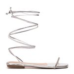 Sandália Brilho Amarração Prata Evelyn R001