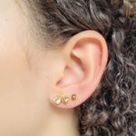 TRIO BRINCOS PONTO DE LUZ DOURADO PRETO