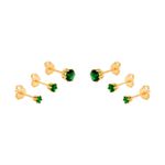 TRIO BRINCOS DOURADO ZIRCÔNIA VERDE