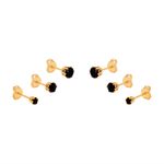 TRIO BRINCOS DOURADO ZIRCÔNIA PRETA 