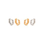DUO ARGOLA FLOR MIX DE BANHO DOURADO E PRATEADO