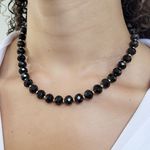 COLAR CRISTAL PRETO E BOLINHA DOURADA